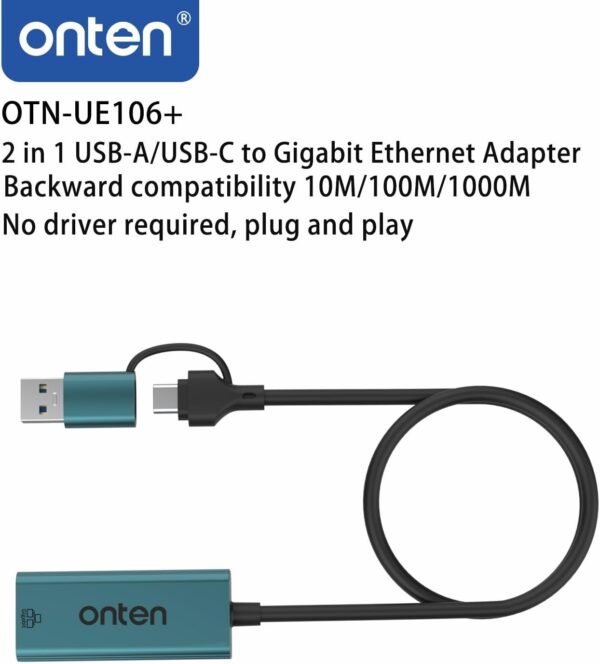 61aB90gBQwL._AC_SL1500_.jpg USB-A and USB-C to Ethernet Adapter,Driver Free RJ45 to USB C or USB A, Gigabit Ethernet LAN Network Adapter for Windows,Mac OS, iOS and More