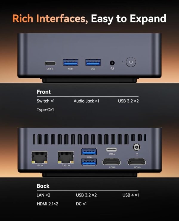 61aDZLadPaL._AC_SL1500_.jpg KAMRUI AM21 Mini Gaming PC Ryzen 9 6900HX (Up to 4.9Ghz), Mini Desktop Computer, 16GB DDR5 4800 MHz 512GB SSD, Dual LAN, Dual NVMe PCIe 4.0 SSD Slots, WiFi 6, BT5.2, 4K@60Hz ,Business, Office, Home