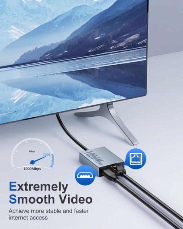 ZEXMTE 1000 Mbps Ethernet Adapter for Fire TV Stick, Micro USB to RJ45 Gigabit Ethernet Adapter Compatible with Fire TV Stick 4K/ 4K Max, Chromecast Ultra