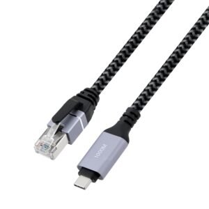 Mcbazel USB C to Ethernet Cable 2M, Type C to Mcbazel USB C to Ethernet Cable 2M, Type C to RJ45 High-Speed Network Adapter, Gigabit Ethernet to USB C Cable for Laptops, PC, iPad, MacBook, iPhone - Durable Woven Cable for Fast Internet Connection