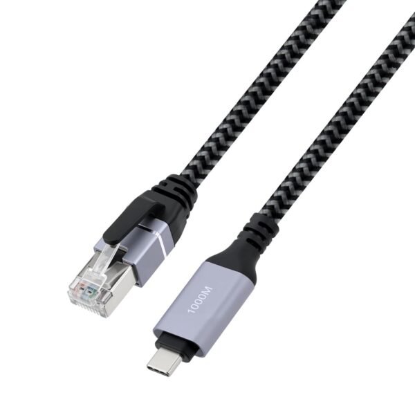 Mcbazel USB C to Ethernet Cable 2M, Type C to Mcbazel USB C to Ethernet Cable 2M, Type C to RJ45 High-Speed Network Adapter, Gigabit Ethernet to USB C Cable for Laptops, PC, iPad, MacBook, iPhone - Durable Woven Cable for Fast Internet Connection