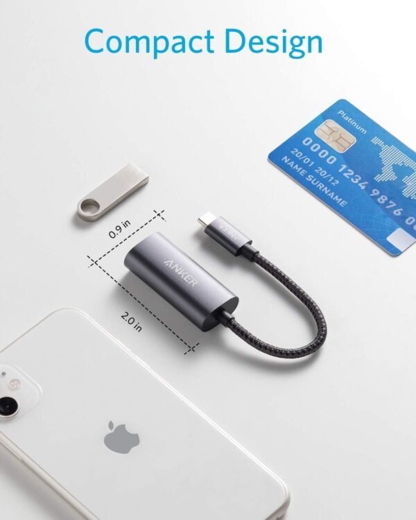 Anker USB C 3.0 to Ethernet Adapter, Portable 1-Gigabit Network Hub, 10/100/1000 Mbps, for MacBook Pro, iPad Pro 2019/2018, ChromeBook, XPS, Galaxy S9/S8, and More