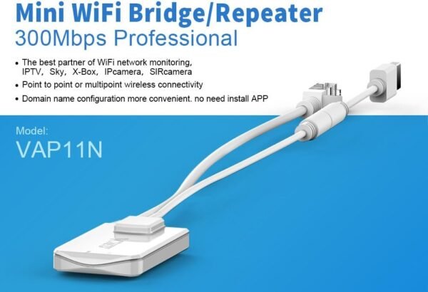 Vonets VAP11N-300 2.4GHz Mini WiFi Bridge Ethernet/WLAN to LAN Adapter/WLAN Repeater 300Mbps 802.11b/g/n for Network Devices That Need WiFi Connection with Access Point Function