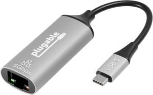 Plugable 5Gbps USB-C Ethernet Adapter | 5000Mbps Wired Network for Plugable 5Gbps USB-C Ethernet Adapter | 5000Mbps Wired Network for Windows, macOS, and ChromeOS Laptops and Desktops | Realtek RTL8157 | Supports CAT6, CAT6a and CAT7 Cables (USBC-E5000)