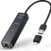 TECKNET USB C to Ethernet, Aluminum 3 Port USB 3.0 TECKNET USB C to Ethernet, Aluminum 3 Port USB 3.0 Hub with RJ45 10/100/1000 Gigabit Ethernet Adapter Converter LAN Wired Network Adapter for Laptop