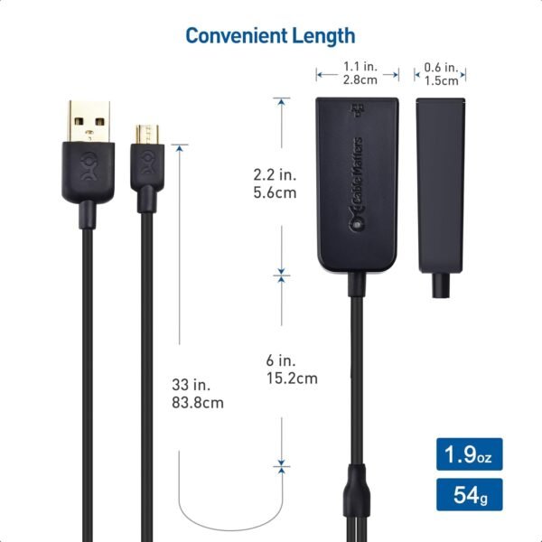 Cable Matters Micro USB to Ethernet Adapter Up to 480Mbps, Fire Stick Ethernet Adapter, Compatible with Fire TV Stick, Chromecast (Gen 1-3, up to Aug 2020), Google Home Mini – Not Compatible with Roku