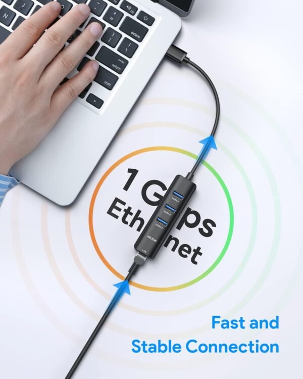 61ihQPAyxNL._AC_SL1500_.jpg USB C to Ethernet Adapter, ABLEWE 4-in-1 RJ45 to USB-C/Thunderbolt 3 to Gigabit Ethernet LAN Network Adapter for MacBook Pro/Air 2021/2020/2019, iPad Pro 2021, Chromebook, XPS, Surface 3/2/Go-Black