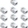 Antrader RJ45/Cat6/Cat5e Tool-Less Keystone Jack Connector Adapter, Keystone Module Connector, for Internet Network Ethernet LAN Cable, with Color Coded Wiring Schema Snap in Stand, 10-Pack