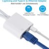 61k9HJZwoQL._AC_SL1500_.jpg Lightning and USB C to Ethernet Adapter,2 in 1 RJ45 Ethernet LAN Network Adapter with Charge Port Compatible with iPhone/iPad/iPod/Samsung and More,Supports 100Mbps Plug and Play