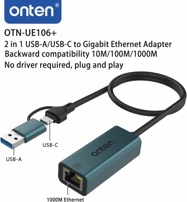 61kGUWpatgL._AC_SL1500_.jpg USB-A and USB-C to Ethernet Adapter,Driver Free RJ45 to USB C or USB A, Gigabit Ethernet LAN Network Adapter for Windows,Mac OS, iOS and More