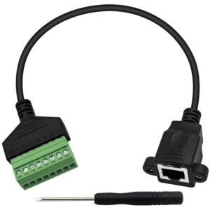 Poyiccot RJ45 to 8Pin Screw Terminal Adaptor, Ethernet Extender - Poyiccot RJ45 to 8Pin Screw Terminal Adaptor, Ethernet Extender - RJ45 8P8C Female to 8 Pin Screw Terminal Breakout Board Cable for Cat7/6/5/5e Network, CCTV, DVR - 12inch