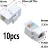 Antrader RJ45/Cat6/Cat5e Tool-Less Keystone Jack Connector Adapter, Keystone Module Connector, for Internet Network Ethernet LAN Cable, with Color Coded Wiring Schema Snap in Stand, 10-Pack