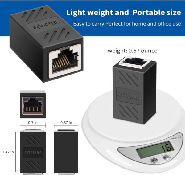 61spPvPxDL._AC_SL1500_.jpg RJ45 Ethernet Coupler, RJ45 Coupler, in Line Coupler for Cat7/Cat6/Cat5e/Cat5 Ethernet Cable Extender Adapter for Network Cabling Female to Female (8Pack Black)