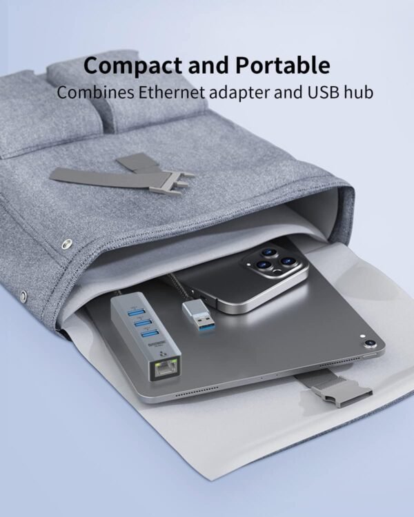 61t6bJUcPoL._AC_SL1500_.jpg USB to Ethernet Adapter for Laptop, 4-in-1 USB3.0 to RJ45 Hub, 3*USB 3.0, Gigabit 10/100/1000Mbps, Support for MacBook, Surface Pro, Windows, Linux, Chromebook and More