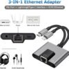 61tAleksrjL._AC_SL1500_.jpg 2 in 1 Lightning and Type C to RJ45 Ethernet Adapter Network Adapter,with Charge Port and 3.5mm Audio Jack Support, Plug and Play, Supports 100Mbps Ethernet Network, Compatible with iPhone 15