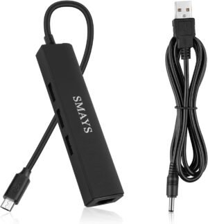 OTG USB Ethernet Adapter Compatible with Roku Express 4K+ 2021 OTG USB Ethernet Adapter Compatible with Roku Express 4K+ 2021 and Fire TV Stick Streaming Media Player - Micro USB to 3-Port USB Hub with LAN & Power Cable