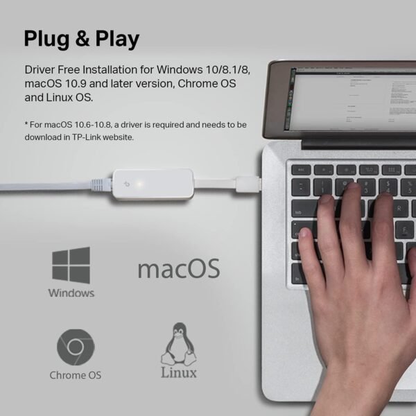 TP-Link USB to Ethernet Adapter, Foldable USB 3.0 to 10/100/1000 Gigabit Ethernet LAN Network Adapter, Support Windows 11/10/8.1/8/7/Vista/XP for Desktop Laptop Apple MacBook Linux (UE300)