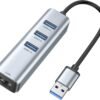 USB 3.0 to Ethernet Adapter,ABLEWE 3-Port USB 3.0 Hub with USB 3.0 to Ethernet Adapter,ABLEWE 3-Port USB 3.0 Hub with RJ45 10/100/1000 Gigabit Ethernet Adapter Support Windows 10,8.1,Mac OS, Surface Pro,Linux,Chromebook and More
