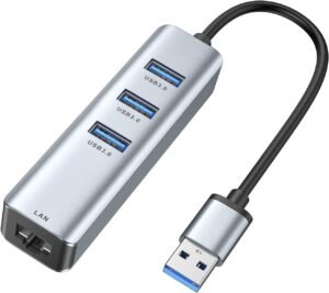 USB 3.0 to Ethernet Adapter,ABLEWE 3-Port USB 3.0 Hub with USB 3.0 to Ethernet Adapter,ABLEWE 3-Port USB 3.0 Hub with RJ45 10/100/1000 Gigabit Ethernet Adapter Support Windows 10,8.1,Mac OS, Surface Pro,Linux,Chromebook and More