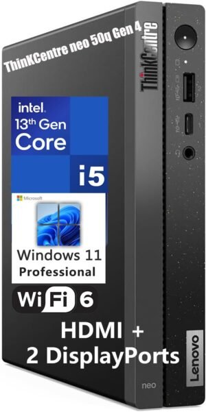 Lenovo ThinKCentre neo 50q Gen 4 Tiny 1L Business Mini Lenovo ThinKCentre neo 50q Gen 4 Tiny 1L Business Mini Desktop Computer, 13th Gen Intel 8-Core i5-13420H (Beat i7-1355U), 16GB DDR4 RAM, 512GB PCIe SSD, 2 DisplayPorts, WiFi 6, Win 11 Pro, Vent-Hear