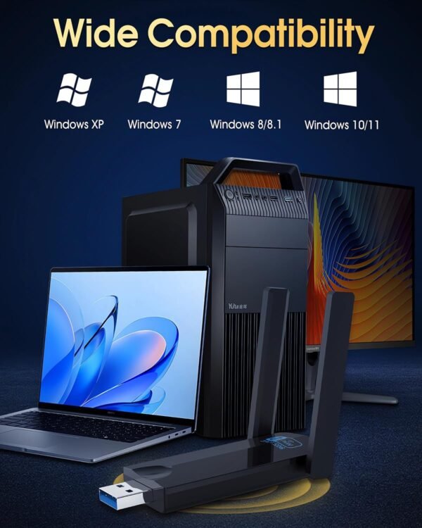 711k29-aaCL._AC_SL1500_.jpg Wireless USB 3.0 WiFi Adapter for Desktop PC, AC 1300Mbps USB WiFi Dual-Band Network Adapter for PC with 400Mbps/2.4G 867Mbps/5G,Dual 5Dbi Antennas, Wireless WiFi Dongle for Windows11/10/8/7/Vista/XP