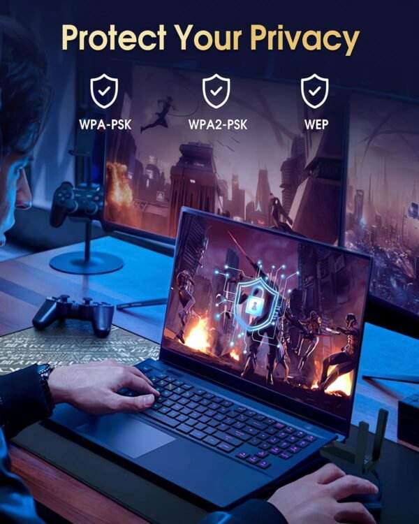 712H5nE2FnL._AC_SL1500_.jpg Wireless USB 3.0 WiFi Adapter for Desktop PC, AC 1300Mbps USB WiFi Dual-Band Network Adapter for PC with 400Mbps/2.4G 867Mbps/5G,Dual 5Dbi Antennas, Wireless WiFi Dongle for Windows11/10/8/7/Vista/XP