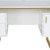 Techni Mobili Storage Drawers and Cabinet 51.25” W-Modern Office Large Floating Desktop Surface Desk, 23.6" D x 51.2" W x 29.8" H, White/Gold