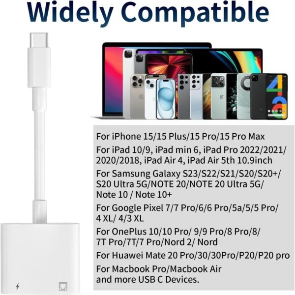 714NjJHSI1L._AC_SL1404_.jpg USB C to Ethernet Adapter, 2 in 1 RJ45 Ethernet LAN Network Adapter with 60W USB Type C Charge Port Compatible with iPhone 16/15 Tablet/Laptop and USB C Devices,Supports 10/100Mbps