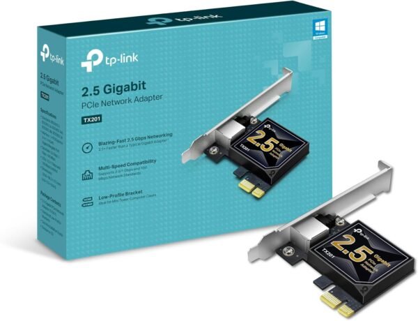 TP-Link 2.5GB PCIe Network Card (TX201) – PCIe to 2.5 Gigabit Ethernet Network Adapter, Supports Windows 11/10/8.1/8/7, Win Server 2022/2019/2016, Linux