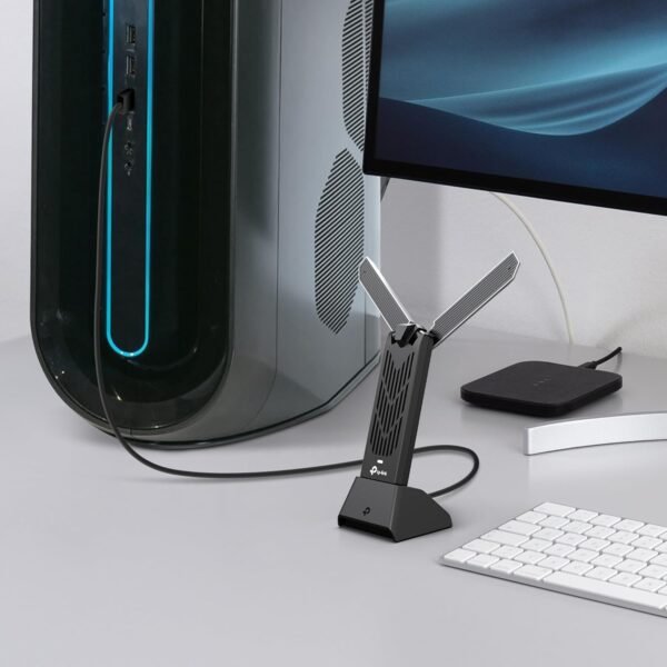 TP-Link BE6200 Tri-Band Wi-Fi 7 Wireless USB 3.0 Adapter Archer TBE401UH | WiFi Adapter for Desktop PC | Supports Windows 11,10 | 2 x High Gain Antennas | 6GHz, 4K-QAM, 160MHz, WPA3 | Secure by Design