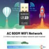 WiFi Adapter for Desktop PC,USB WiFi Adapter,Bluetooth&WiFi 2-in-1,600Mbps 2.4/5.8Ghz Dual Band Wireless Network,Plug and Play, for PC/Laptop/Desktop,Support Win7/8/8.1/10/11