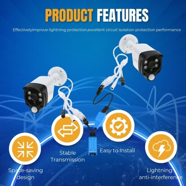 71BdUzEPB6L._SL1500_.jpg TNP RJ45 Ethernet Cable Combiner/Splitter Kit (1 Pair), 2 Male to 1 Female & 1 Male to 1 Female POE Data Adapter LAN Ethernet Network Extender Y Splitter Cat5e Cat6 Cable for Surveillance