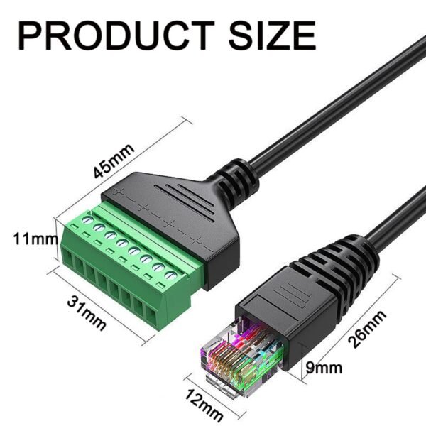 4 Packs 1ft RJ45 Male to 8 Pin Screw Terminal Connector, RJ45 Screw Terminal for Cat 5/5e/6 Ethernet Extender CCTV Digital DVR Network Adapter (Male)