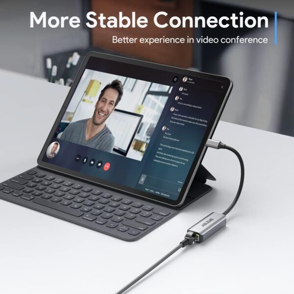 71Jo7uDwbdL._AC_SL1500_.jpg USB C to Ethernet Adapter, ABLEWE Type-C to RJ45 Gigabit Ethernet Adapter, Thunderbolt 3 to RJ45 LAN Network Adapter Compatible for MacBook Pro 2017 and More, MacBook Air, Dell XPS, iPad Pro (Grey)