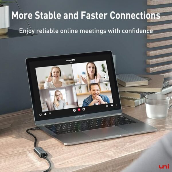 uni USB C to Ethernet Adapter, Driver Free RJ45 to USB C [Thunderbolt 3/4 Compatible], 1Gbps Type-C Gigabit Ethernet LAN Network Adapter for MacBook Pro/Air, iPhone 15 Pro/Max, Dell XPS, Galaxy S8-S24