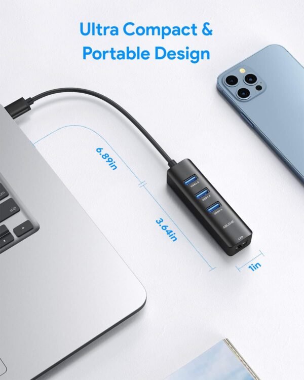 71OjEvldIgL._AC_SL1500_.jpg USB C to Ethernet Adapter, ABLEWE 4-in-1 RJ45 to USB-C/Thunderbolt 3 to Gigabit Ethernet LAN Network Adapter for MacBook Pro/Air 2021/2020/2019, iPad Pro 2021, Chromebook, XPS, Surface 3/2/Go-Black