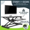 TechOrbits Standing Desk Converter - 32 Inch Adjustable Sit to Stand Up Workstation, Particle Board, Dual Monitor Desktop Riser with Keyboard Tray, for Home Office Laptop, Black 32"