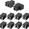 RJ45 Ethernet Splitter Adapter Kit, 2PCS 1-to-2 LAN Cable Splitters RJ45 Ethernet Splitter Adapter Kit, 2PCS 1-to-2 LAN Cable Splitters with 8PCS RJ45 Coupler Extenders, Compatible with Cat5/Cat5e/Cat6/Cat7, Internet Network Extension Set (10-Pack)
