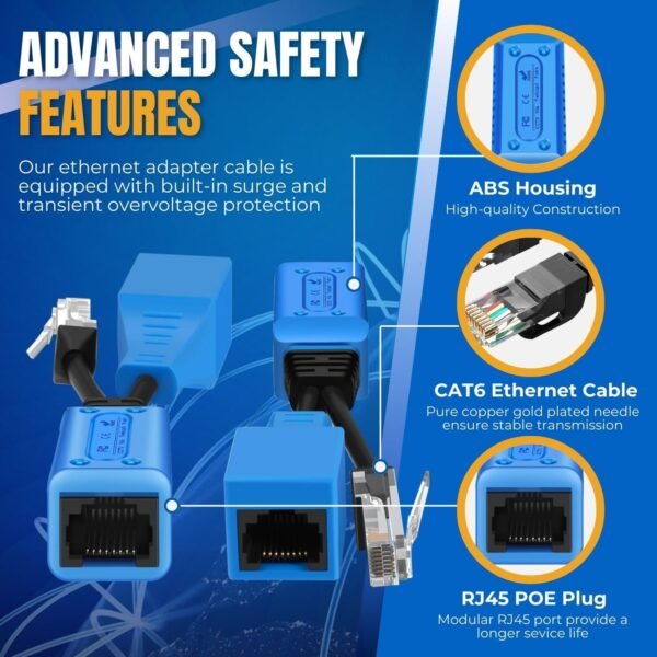 71d8hTYKQ7L._SL1500_.jpg TNP RJ45 Ethernet Cable Combiner/Splitter Kit (1 Pair), 2 Male to 1 Female & 1 Male to 1 Female POE Data Adapter LAN Ethernet Network Extender Y Splitter Cat5e Cat6 Cable for Surveillance