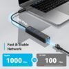 71dsWqh2HxL._AC_SL1500_.jpg TECKNET USB C to Ethernet, Aluminum 3 Port USB 3.0 Hub with RJ45 10/100/1000 Gigabit Ethernet Adapter Converter LAN Wired Network Adapter for Laptop