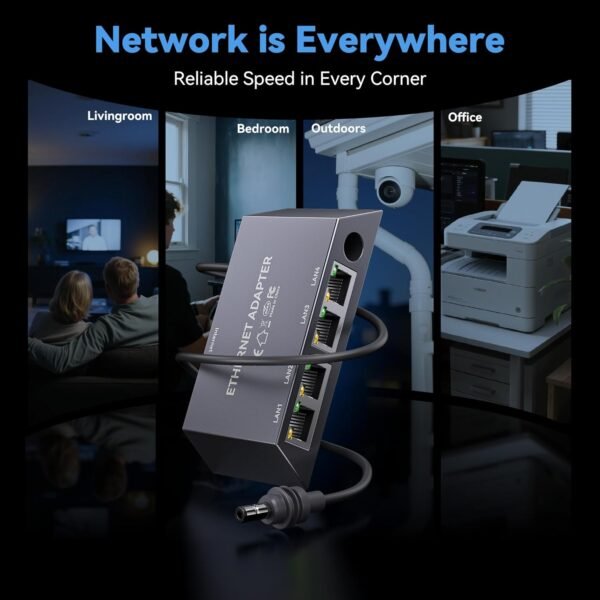 4 Ports Starlink Ethernet Adapter for Gen 3 and Starlink Mini, Connect 4 Wired Devices at Once Up to 1Gbps