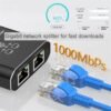 Gigabit Ethernet Splitter 1 to 2 - Network Splitter with USB Power Cable, RJ45 Internet Adapter 1000Mbps High Speed for Cat 5/5e/6/7/8 Cable [2 Devices Networked Simultaneously]