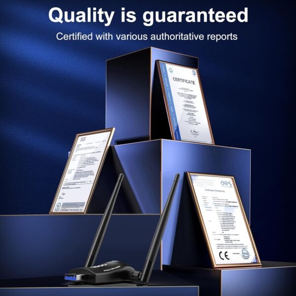 71jEFpEhOxL._AC_SL1500_.jpg Wireless WiFi Adapter for Desktop PC - QGOO AC1300Mbps USB 3.0 Network Dongle with 5dBi High Gain Dual Antennas, 2.4GHz/5GHz Dual Band for Laptop Computer Compatible Windows11/10/8