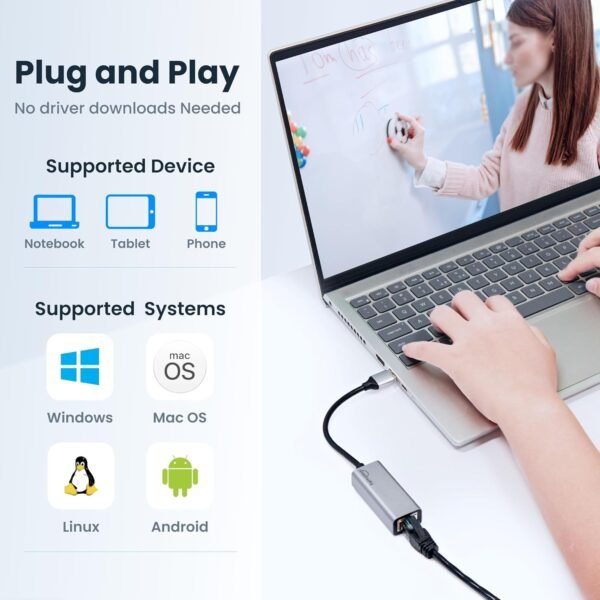 71mrVKHmurL._AC_SL1500_.jpg USB A to ethernet Adapter,USB 3.0 Gigabit to ethernet Adapter Compatibility 100/1000MBPS,Compatible with Windows, Mac OS, Linux, PC, Laptops, and More