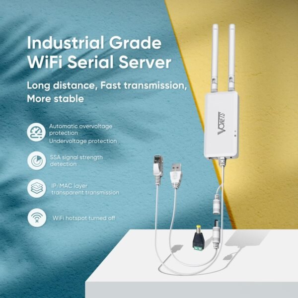 Industrial-Grade 2.4G WiFi Bridge/Router with Advanced Serial Pass-Through, Convert Printers Devices to Wireless, Ethernet to WiFi Adapter for Industrial Networks IoT Applications - Good for Factories
