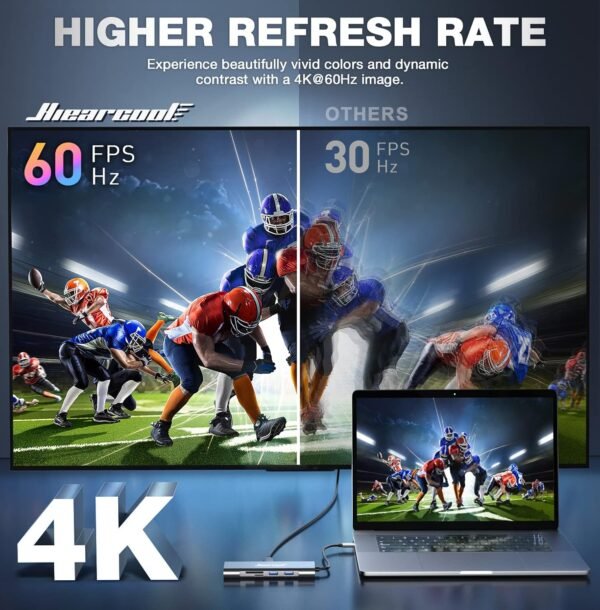 81JqL4oG9iL._AC_SL1500_.jpg Hiearcool USB C Hub Ethernet,4K@60 USB-C to HDMI Hub,8in1 Multi-Port USBC Adapter Type C Dock Dongle Compatible for MacBook Pro Air iPad Dell Lenovo