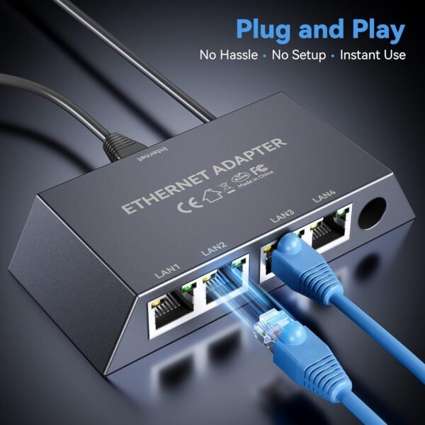 4 Ports Starlink Ethernet Adapter for Gen 3 and Starlink Mini, Connect 4 Wired Devices at Once Up to 1Gbps