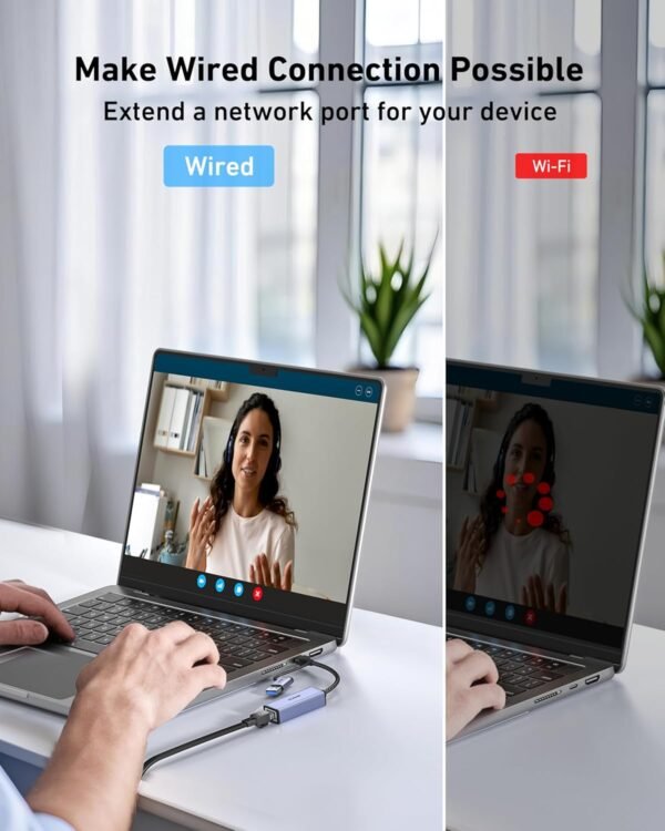 BENFEI USB 3.0 to Ethernet Adapter, USB C to RJ45 Gigabit LAN (1000Mbps) Network Adapter, Compatible with MacBook/Pro/Air, Surface Pro, Windows 11/10/8/7, Mac OS [Aluminium Shell&Nylon Cable]