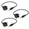 Maxmoral 3pcs 3.5mm 1/8" Stereo Male Plug to RJ45 Female Extender Over Cat5/Cat6 Socket Ethernet Adapter Cable (3.5M/RJ45F)