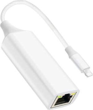 [MFi Certified] Lightning to Ethernet Adapter, 100Mbps Lightning to RJ45 Ethernet LAN Network Adapter, Compatible for i-Phone 14/13/12/11/i-Pad/i-Pod, Plug and Play (Non-POE)